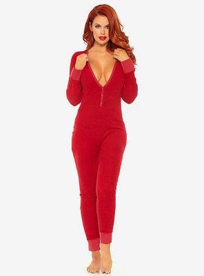 Cozy Brushed Rib Long Johns Red