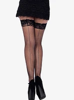 Lace Top Fishnet Thigh Highs Black