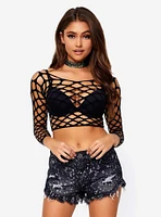 Pothole Net Long Sleeved Crop Top