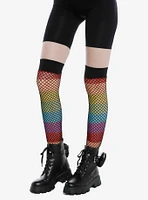 Rainbow Stripe Fishnet Thigh Highs
