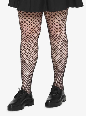 Black Octagon Fishnet Tights Plus