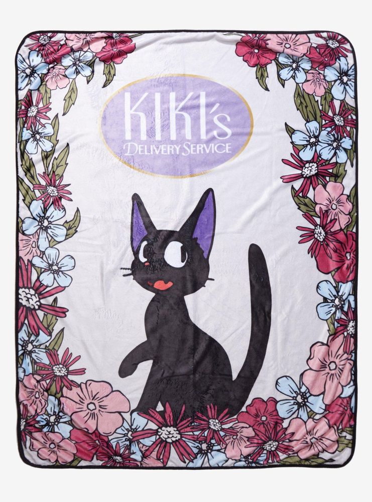 Hot Topic Studio Ghibli Kiki's Delivery Service Jiji Flower Throw Blanket |  Bayshore Shopping Centre