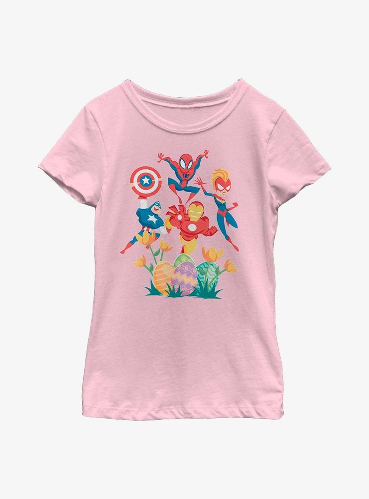 Marvel Avengers Group Easter Hunt Youth Girls T-Shirt