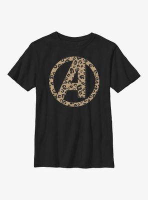 Marvel Avengers Logo Leopard Fill Youth T-Shirt