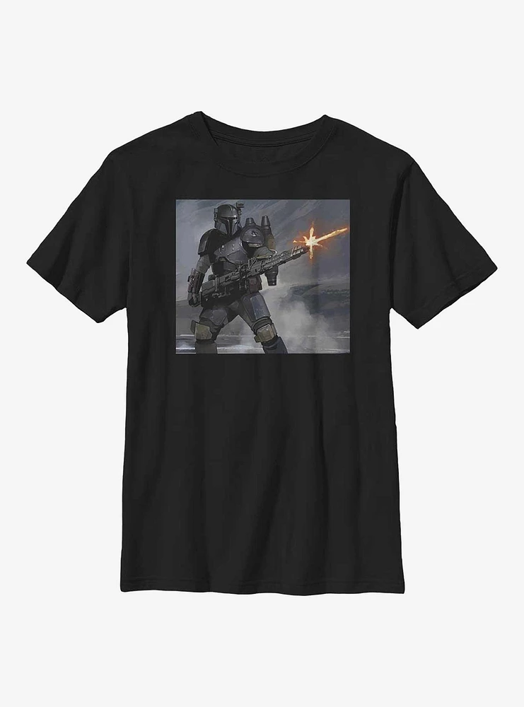 Star Wars The Mandalorian Mando Fire Youth T-Shirt