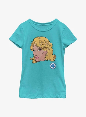 Marvel Fantastic Four Invisible Woman Face Youth Girls T-Shirt