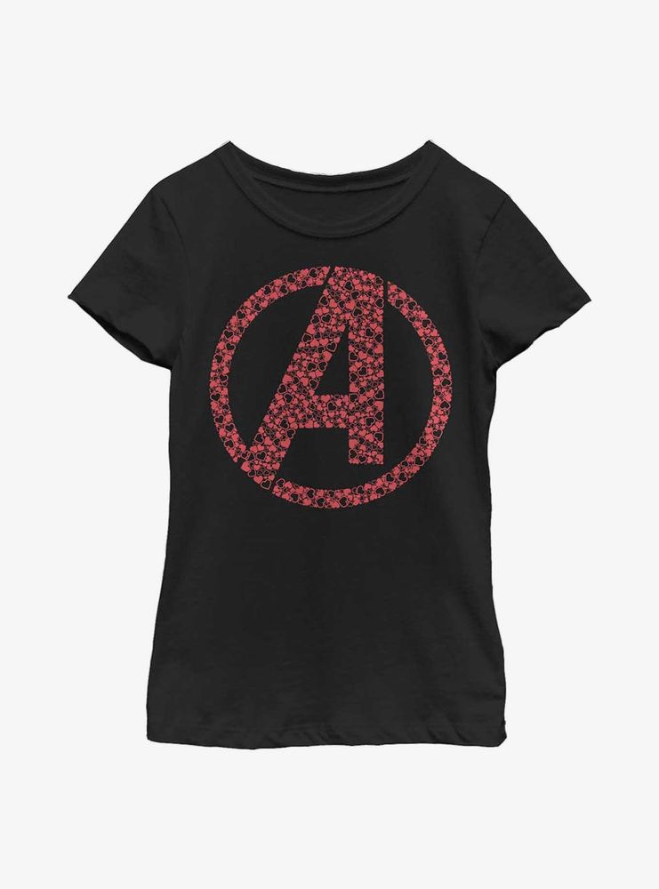 Marvel Avengers Logo Heart Fill Youth Girls T-Shirt