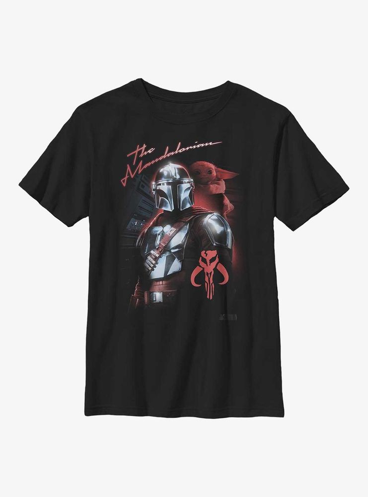 Star Wars The Mandalorian Mando Retro Glow Youth T-Shirt