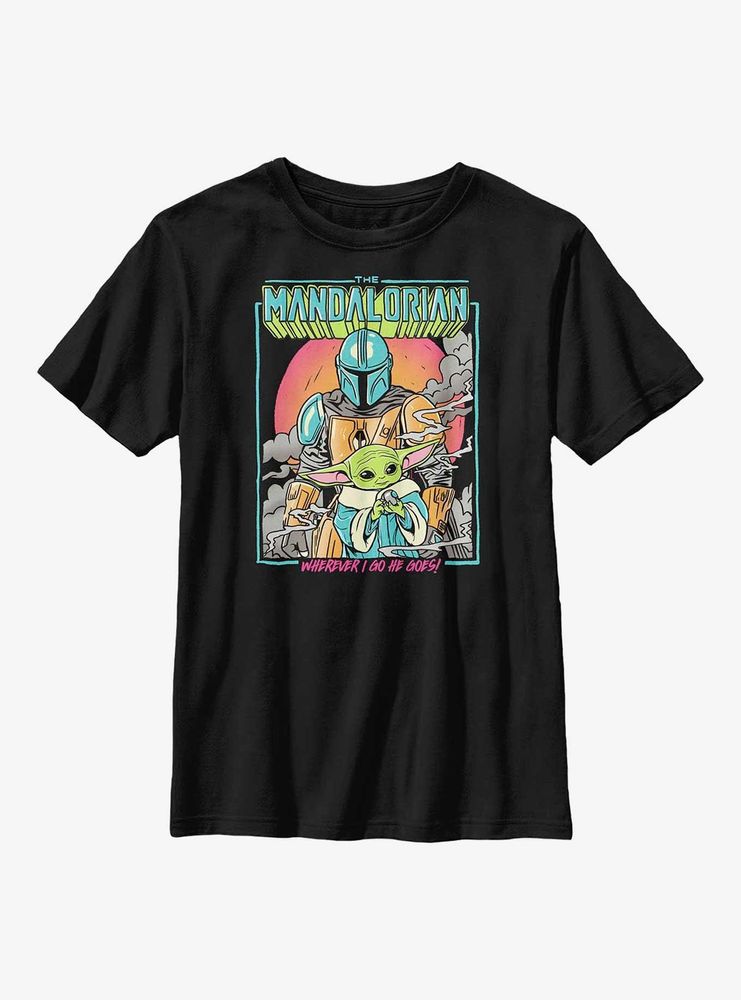 Star Wars The Mandalorian He Goes Youth T-Shirt