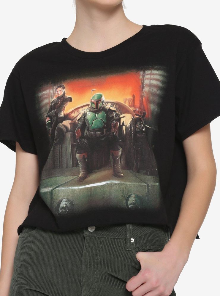 Star Wars The Book Of Boba Fett Throne Girls Crop T-Shirt