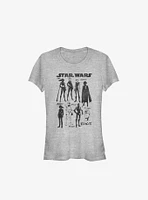 Star Wars: Visions Inked Sketched Characters Girls T-Shirt