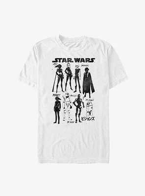 Star Wars: Visions Inked Sketched Characters T-Shirt