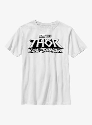 Marvel Thor: Love And Thunder White Logo Youth T-Shirt