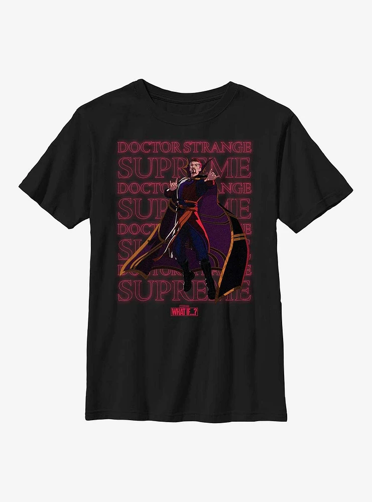 Marvel What If...? Supreme Text Stack Youth T-Shirt