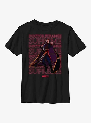 Marvel What If...? Supreme Text Stack Youth T-Shirt