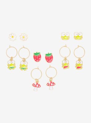 Keroppi Mushroom & Strawberry Mini Hoop Earring Set