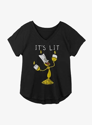 Disney Beauty And The Beast Lumiere It's Lit Girls Plus T-Shirt