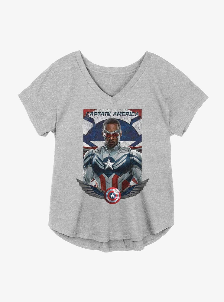 Marvel The Falcon And Winter Soldier Sam As Captain America Girls Plus T-Shirt