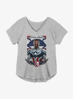 Marvel The Falcon And Winter Soldier Sam As Captain America Girls Plus T-Shirt