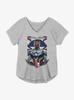 Marvel The Falcon And Winter Soldier Sam As Captain America Girls Plus T-Shirt