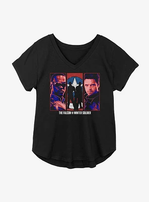 Marvel The Falcon And Winter Soldier Group Panel Girls Plus T-Shirt