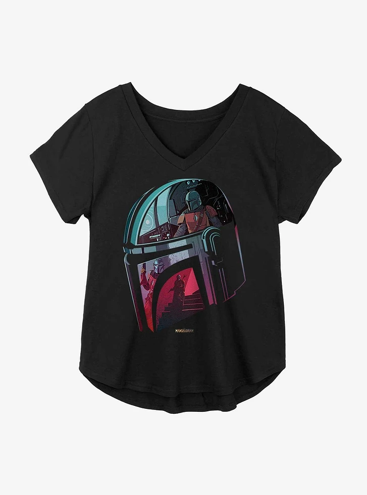 Star Wars The Mandalorian Helmet Scene Fill Girls Plus T-Shirt