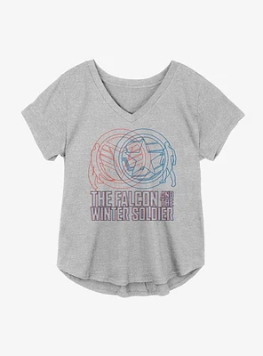 Marvel The Falcon And Winter Soldier Icon Venn Diagram Girls Plus T-Shirt