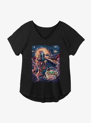 Star Wars The Mandalorian Child Painted Stars Girls Plus T-Shirt