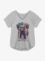 Marvel The Falcon And Winter Soldier Captain America Flag Banner Girls Plus T-Shirt