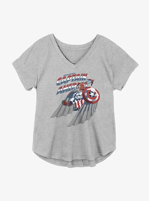 Marvel The Falcon And Winter Soldier With Shield Girls Plus T-Shirt