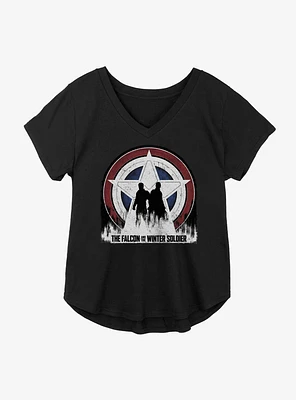 Marvel The Falcon And Winter Soldier Silhouette Shield Girls Plus T-Shirt
