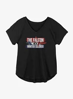 Marvel The Falcon And Winter Soldier Spray Logo Girls Plus T-Shirt