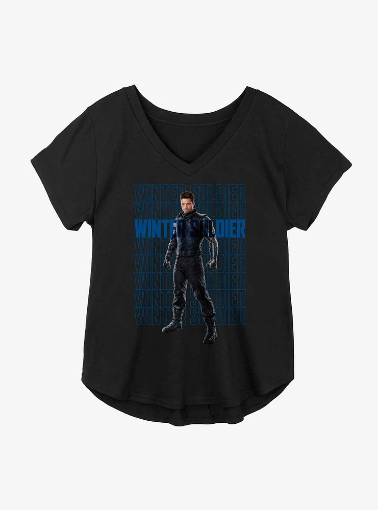 Marvel The Falcon And Winter Soldier Bucky Repeating Text Girls Plus T-Shirt