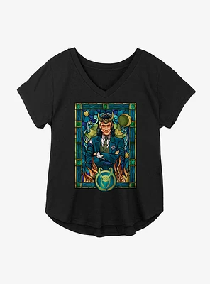 Marvel Loki Stained Glass Variant Girls Plus T-Shirt