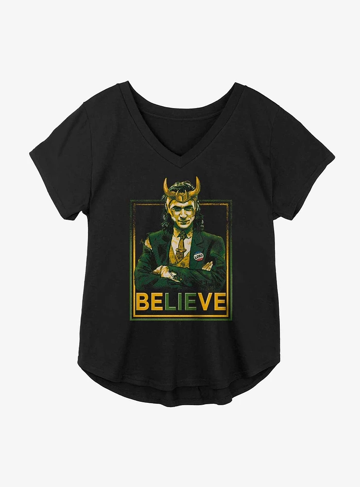 Marvel Loki Believe President Variant Girls Plus T-Shirt