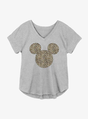 Disney Mickey Mouse Animal Print Logo Girls Plus T-Shirt