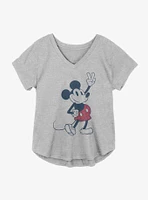 Disney Mickey Mouse Plaid Old School Girls Plus T-Shirt