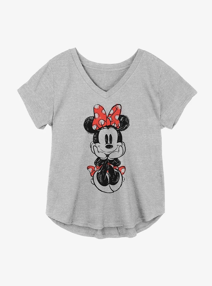 Disney Minnie Mouse Sitting Sketch Girls T-Shirt Plus