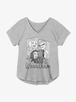 Marvel WandaVision Retro Wanda And Vision Panels Girls Plus T-Shirt
