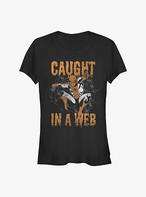 Marvel Spider-Man Caught A Web Girls T-Shirt