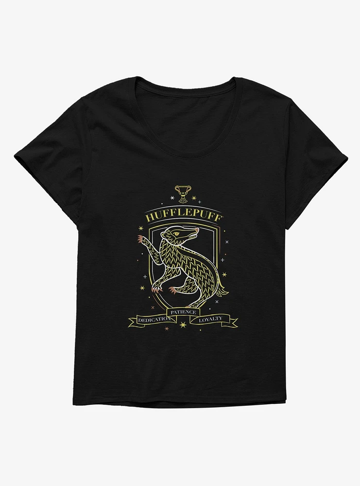 Harry Potter Sketched Hufflepuff Crest Girls T-Shirt Plus