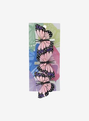 Pink Butterfly Hair Clip Set