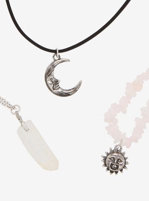 Celestial Crystal Pendant Necklace Set