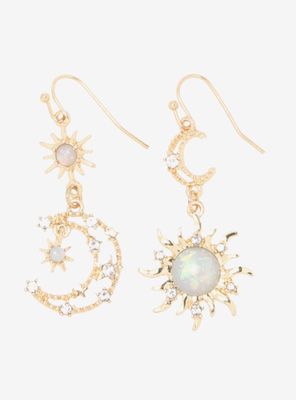 Celestial Opal Mismatch Drop Earrings