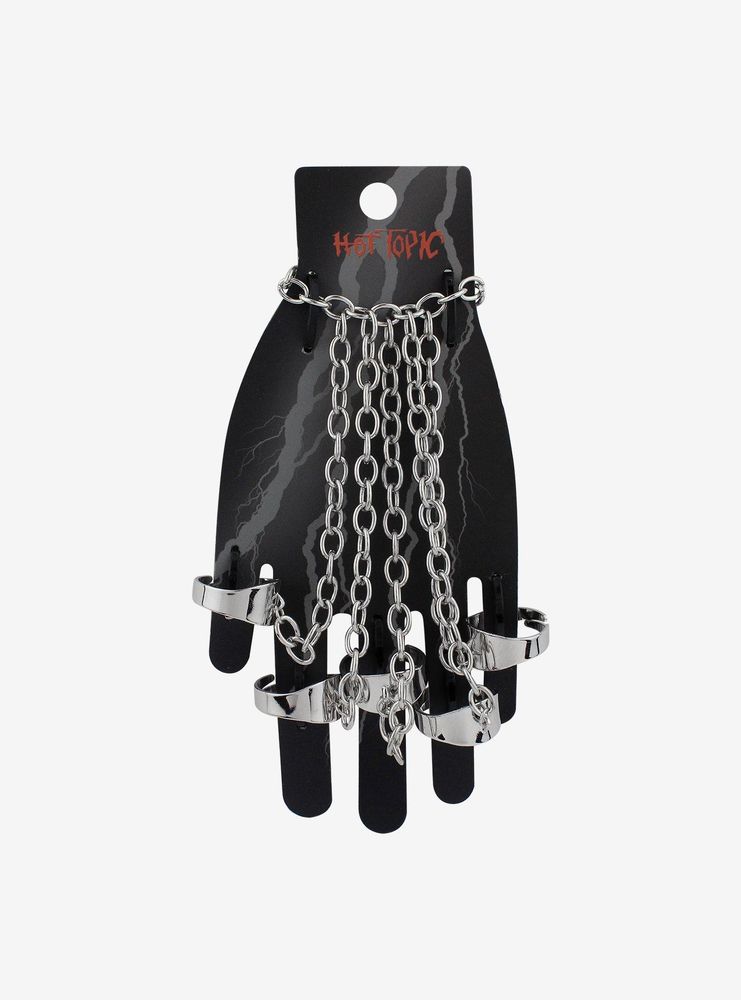 Five Finger Attached Ring Chain Bracelet