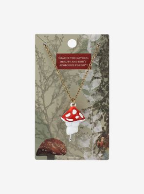 Mushroom & Crystal Pendant Necklace
