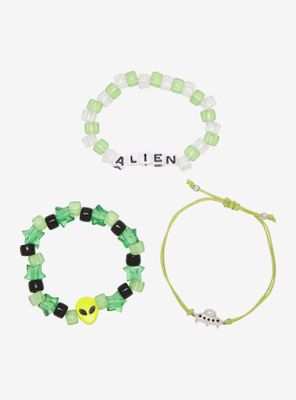 Alien UFO Beaded Bracelet Set