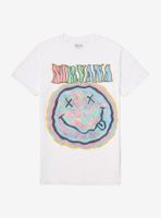 Nirvana Pastel Colored Smile Logo Boyfriend Fit Girls T-Shirt