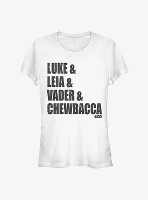 Star Wars Luke, Leia, Vader And Chewbacca Girls T-Shirt