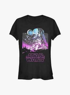 Star Wars Starry Scene Logo Girls T-Shirt